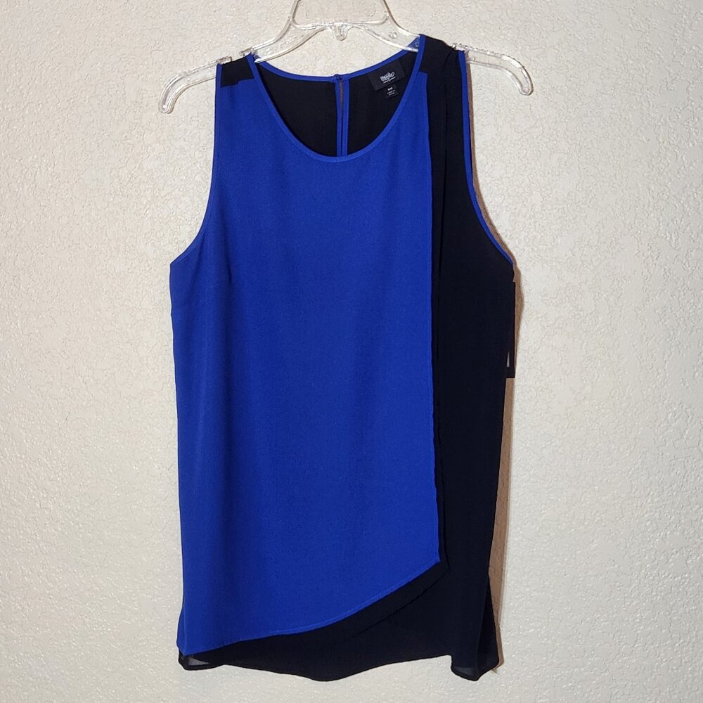 Massimo Blue & Black Layered Top M NWT